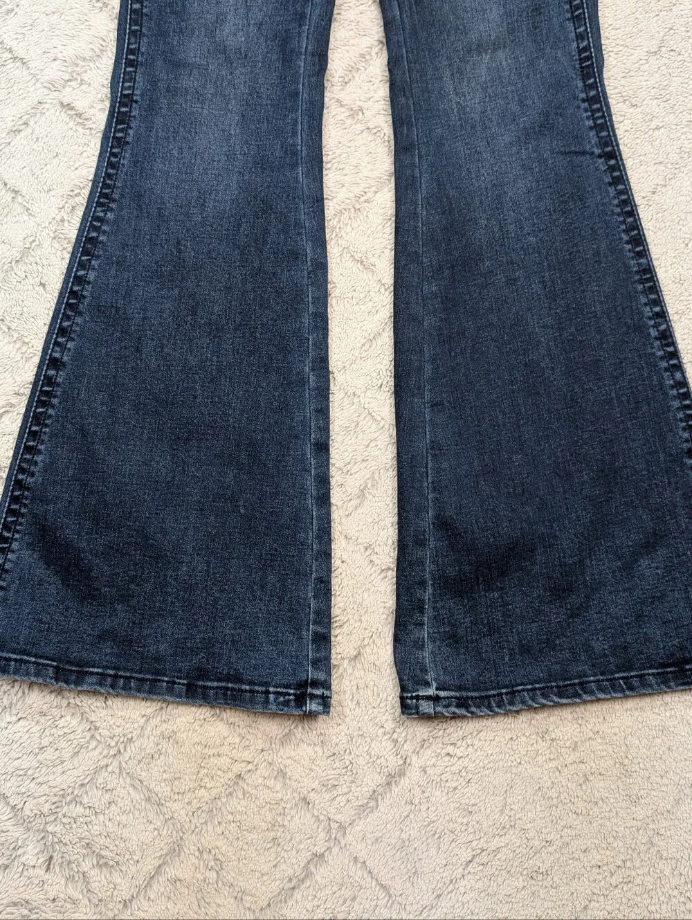 Free People Jeans Womens 25 Blue Penny Mid Rise Flare Cotton Stretch Retro Boho